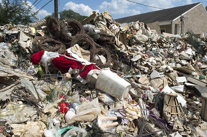 flooded household contents on the curb